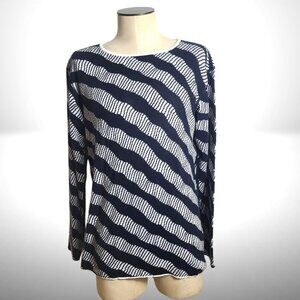 Armani Collezioni Navy & White Wave Knit Sweater – Made in Italy (Size M)